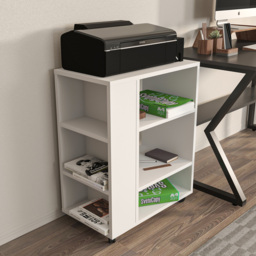 Decorotika Roza 6 Shelf Mobile Printer Desk Stand with Wheels - Size: 75 x 60 x 35cm - White - Wilko - thumbnail 6