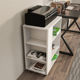 Decorotika Roza 6 Shelf Mobile Printer Desk Stand with Wheels - Size: 75 x 60 x 35cm - White - Wilko - thumbnail 5