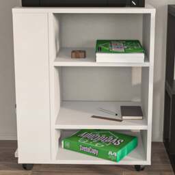 Decorotika Roza 6 Shelf Mobile Printer Desk Stand with Wheels - Size: 75 x 60 x 35cm - White - Wilko - thumbnail 1