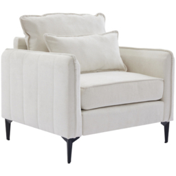 Living and Home White Fleece Fabric Armchair with Cushions - Size: 83 x 80 x 79cm - Beige White - Wilko - thumbnail 3