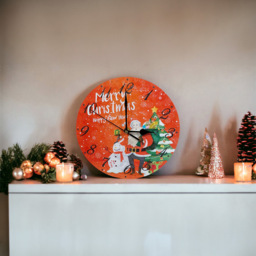 Xmas Haus Christmas Santa and Snowman Round Wall Clock 23cm - Multi - Wilko - thumbnail 3