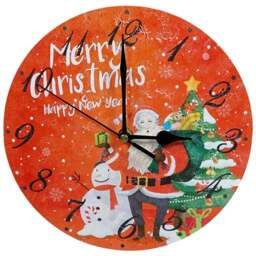 Xmas Haus Christmas Santa and Snowman Round Wall Clock 23cm - Multi - Wilko - thumbnail 1