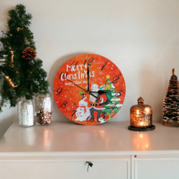 Xmas Haus Christmas Santa and Snowman Round Wall Clock 23cm - Multi - Wilko - thumbnail 4