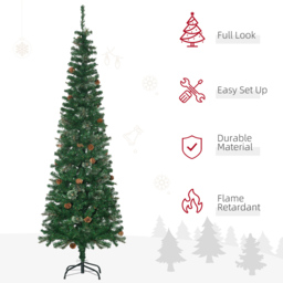 Everglow Pencil Slim Green Artificial Christmas Tree with Pine Cones 6.5ft - Size: 7ft - Wilko - thumbnail 5