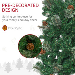 Everglow Pencil Slim Green Artificial Christmas Tree with Pine Cones 6.5ft - Size: 7ft - Wilko - thumbnail 7