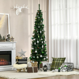 Everglow Pencil Slim Green Artificial Christmas Tree with Pine Cones 6.5ft - Size: 7ft - Wilko - thumbnail 3