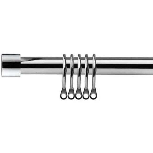 New Edge Blinds 120-210cm Extendable Chrome Fenton Metal Curtain Pole - Size: 120 - 210cm - Silver - Wilko - image 1