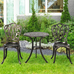 Outsunny 2 Seater Garden Bistro Set Bronze - Size: 3 Seater - Brown - Wilko