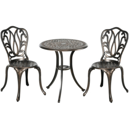 Outsunny 2 Seater Garden Bistro Set Bronze - Size: 3 Seater - Brown - Wilko - thumbnail 3