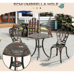 Outsunny 2 Seater Garden Bistro Set Bronze - Size: 3 Seater - Brown - Wilko - thumbnail 6