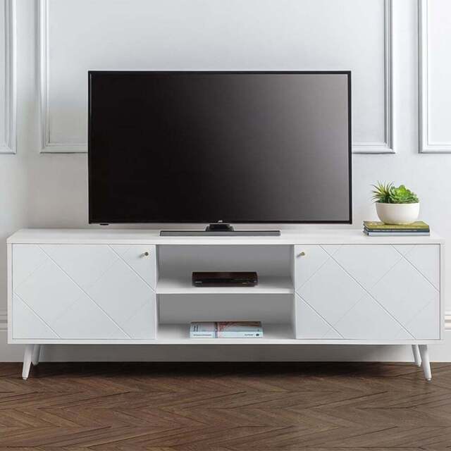 Julian Bowen Moritz 2 Door 2 Shelf White TV Unit - Size: 40 x 177 x 58cm - Wilko - image 1