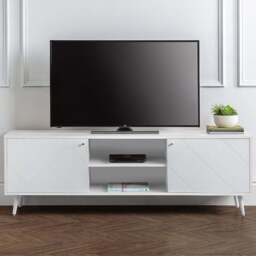 Julian Bowen Moritz 2 Door 2 Shelf White TV Unit - Size: 40 x 177 x 58cm - Wilko - thumbnail 1