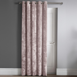 Intimates Blush Pink Crushed Velvet Door Curtain 117X213cm - Size: W 117 x D 213cm - Wilko - thumbnail 1