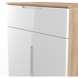 Crowndale Milan 2 Door Single Drawer White Gloss and Bardolino Oak Sideboard Ready Assembled - Size: 79 x 74 x 39cm - White Gloss & Bardolino Oak - Wi - thumbnail 6
