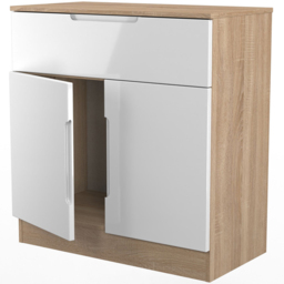 Crowndale Milan 2 Door Single Drawer White Gloss and Bardolino Oak Sideboard Ready Assembled - Size: 79 x 74 x 39cm - White Gloss & Bardolino Oak - Wi - thumbnail 7