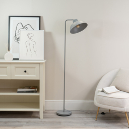 ValueLights Morris Stone Grey Retro Dome LED Floor Lamp - Size: 153 x 25 x 44.5cm - Wilko - thumbnail 4