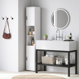 Kleankin 2 Door 2 Shelf White Tall Bathroom Storage Cabinet - Size: 183.0 cm x 30.0 cm x 30.0 cmcm - Wilko - thumbnail 6