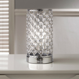 Kliving Mikey Beaded Silver Chrome Touch Table Lamp - Size: 25 x 13 x 13cm - Wilko - thumbnail 4