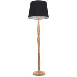 ValueLights Victoria Black Fabric Tapered Shade Light Wood Traditional Stem LED Floor Lamp - Size: 156 x 46 x 46cm - Cream - Wilko - thumbnail 1