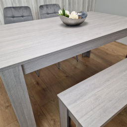 Portland 4 Seater Square Velvet Dining Table Set Arrow Grey and Grey - Wilko - thumbnail 4