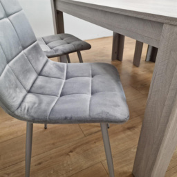 Portland 4 Seater Square Velvet Dining Table Set Arrow Grey and Grey - Wilko - thumbnail 3