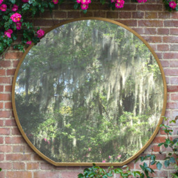 MirrorOutlet The Circulus Gold Flat Bottom Circular Outdoor Garden Wall Mirror 126 x 120cm - Size: 120 x 126 x 3cm - Wilko - thumbnail 3
