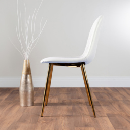 Furniturebox Molini Solara 6 Seater Dining Set White Gloss and Gold - Wilko - thumbnail 5