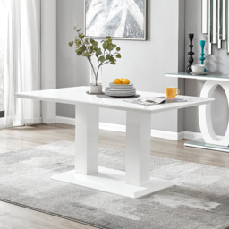 Furniturebox Molini Solara 6 Seater Dining Set White Gloss and Gold - Wilko - thumbnail 3