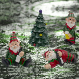 Groundlevel 4 Piece Naughty Drunken Elf Gnome and Christmas Tree Set - Size: 12 x 8 x 10cm - Multi - Wilko - thumbnail 4