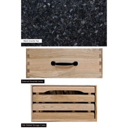 Baumhaus Kitchen Island 4 Drawer 2 Shelf Oak with Black Granite Top - Brown - Wilko - thumbnail 4