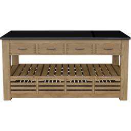 Baumhaus Kitchen Island 4 Drawer 2 Shelf Oak with Black Granite Top - Brown - Wilko - thumbnail 3