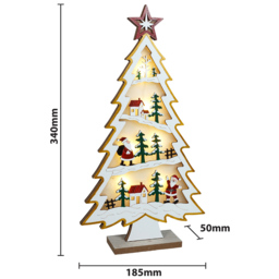 Xmas Haus Multicolour LED Light-Up Wooden Christmas Village Tree Scene - Size: 5 x 18 x 34cm - Wilko - thumbnail 6
