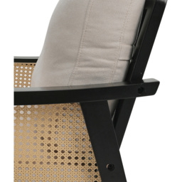 Living and Home Black Fabric Cushion Mid Century Rattan Chair - Size: Single - Wilko - thumbnail 5