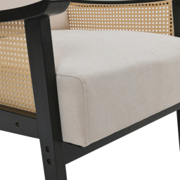 Living and Home Black Fabric Cushion Mid Century Rattan Chair - Size: Single - Wilko - thumbnail 7