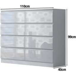 FWStyle Stora 8 Drawer White Gloss Chest Of Drawers - Wilko - thumbnail 7