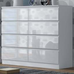 FWStyle Stora 8 Drawer White Gloss Chest Of Drawers - Wilko