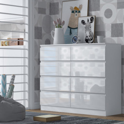FWStyle Stora 8 Drawer White Gloss Chest Of Drawers - Wilko - thumbnail 6