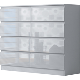 FWStyle Stora 8 Drawer White Gloss Chest Of Drawers - Wilko - thumbnail 3