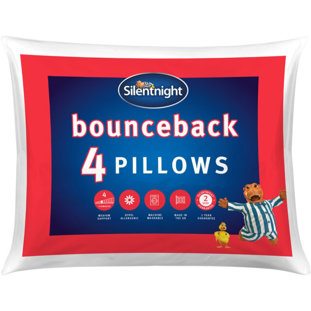 Silentnight White Bounceback Pillows 4 Pack - Wilko - image 1