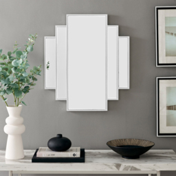 Furniturebox Jazz 1920s Inspired Silver Small Wall Mirror 66 x 58cm - Size: 58 x 66cm - Wilko - thumbnail 3