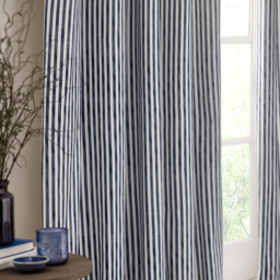 Yard Hebden Blue Striped Cotton Eyelet Curtains 117 x 183cm - Size: 183 x 117 x 1cm - Wilko - thumbnail 4