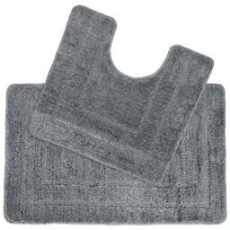 Allure Bath Fashions 2 Piece Mid Grey Non Slip Bath and Pedestal Mat Set - Size: 50 x 80 x 1cm - Wilko