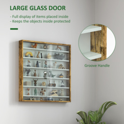 HOMCOM 7 Shelf Rustic Brown Wall Display Cabinet - Size: 83 x 9.5 x 80cm - Wilko - thumbnail 6