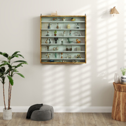 HOMCOM 7 Shelf Rustic Brown Wall Display Cabinet - Size: 83 x 9.5 x 80cm - Wilko - thumbnail 4