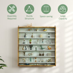 HOMCOM 7 Shelf Rustic Brown Wall Display Cabinet - Size: 83 x 9.5 x 80cm - Wilko - thumbnail 7