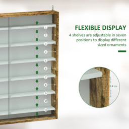 HOMCOM 7 Shelf Rustic Brown Wall Display Cabinet - Size: 83 x 9.5 x 80cm - Wilko - thumbnail 5