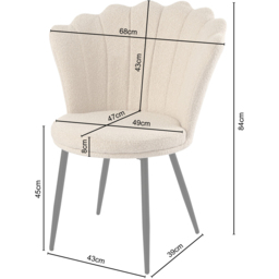 Mini Flora Beige Boucle Accent Chair - Size: Single - Cream - Home Garden Direct - Wilko - thumbnail 2