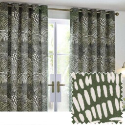 Hoem Nola Olive Abstract Eyelet Curtains 117 x 137cm - Size: W 117 x D 137cm - Green - Wilko - thumbnail 6
