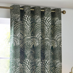 Hoem Nola Olive Abstract Eyelet Curtains 117 x 137cm - Size: W 117 x D 137cm - Green - Wilko - thumbnail 3