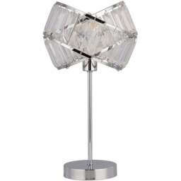 Lighting Collection Jarell Chrome and Clear Acrylic Table Lamp - Size: 37 x 24 x 24cm - Wilko